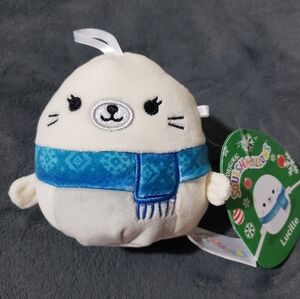 Squishmallows 3.5" Lucille the Seal plush christmas ornament 2023 NWT